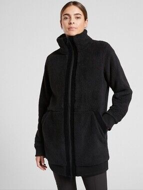NEW Athleta Tugga Coat, Longline Sherpa Jacket, Size Large Tall
